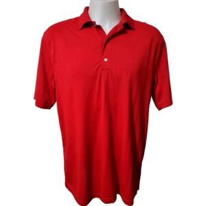 Greg Norman Golf Shirt Polo Mens Size Large Play Dry Embroidered Logo Red Collar